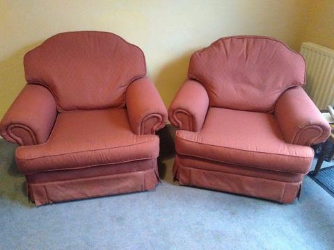 Free two claret colour Armchairs removable back and seat cushions