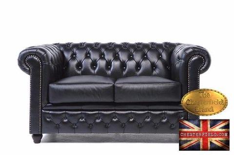 Classic black 2 seat chesterfield sofa