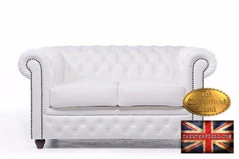 Classic white 2 seat chesterfield sofa