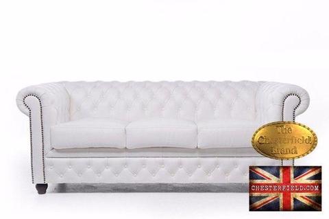Classic white 3 seat chesterfield sofa