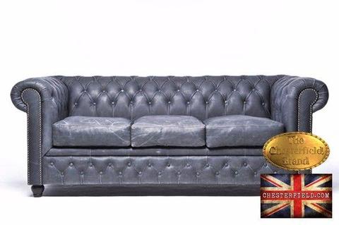 Vintage black 3 seat chesterfield sofa