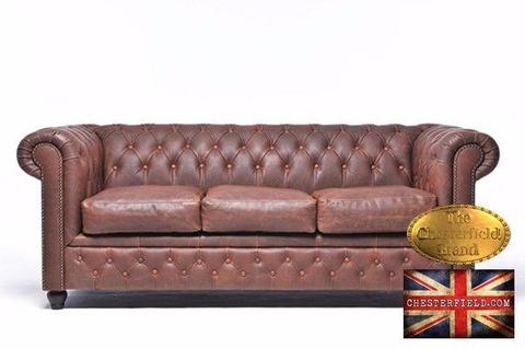 Vintage brown 3 seat chesterfield sofa