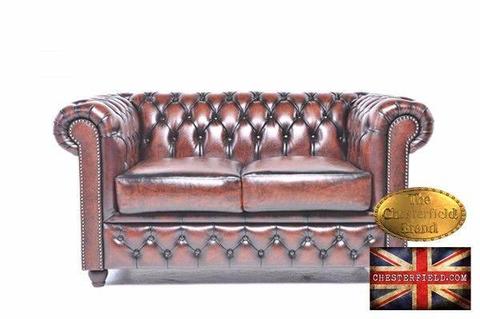 wash-off brown 2 seat chesterfield sofa