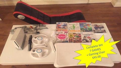 Wii (Complete Console & 7 Games) + Game Chair