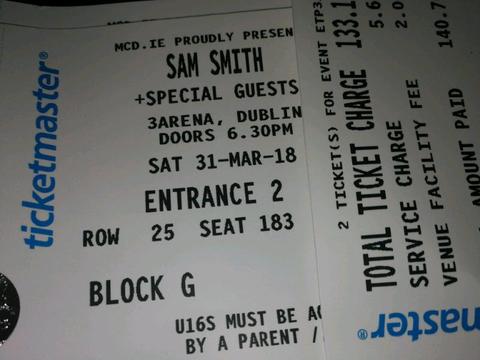 Sam Smith Tickets For Sale Hard Copies With Receipts