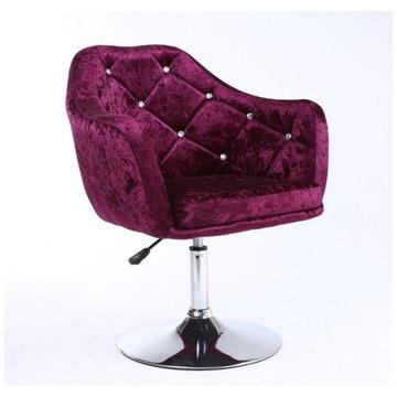 Swivel chairs with diamonds on round base-velour