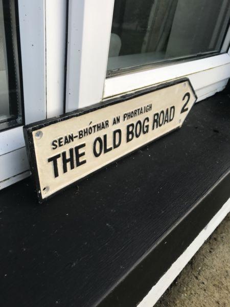 Old bog road sign