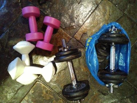 Black Cast Iron Dumbbell Set with adjustable weights