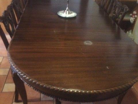 Quick Sale Chippendale table and eight chairs RARE !