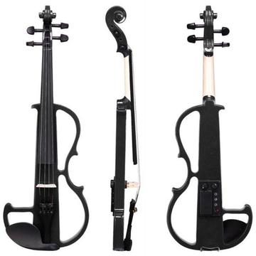 4,4 size basswood eletric violin alloy string headphone with case for violin beginner