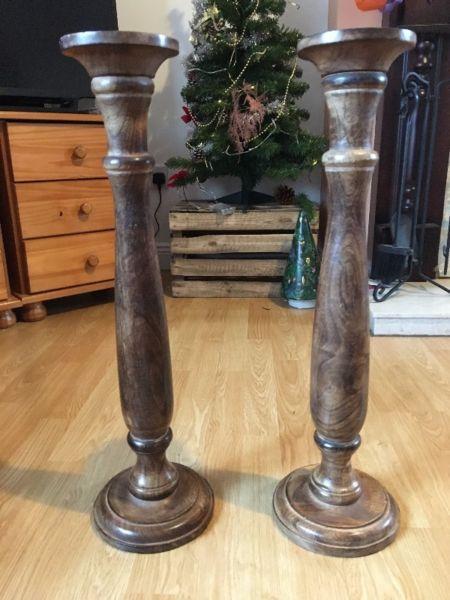 Wooden Pillar Candleholders for sale