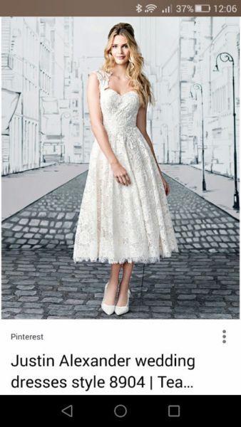 Justin alexander 8904 tea length wedding dress