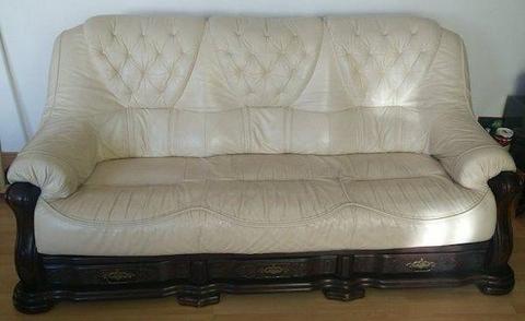 3+1+1 Cream Italian Leather sofa