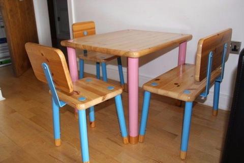 kids table 2chairs and bench