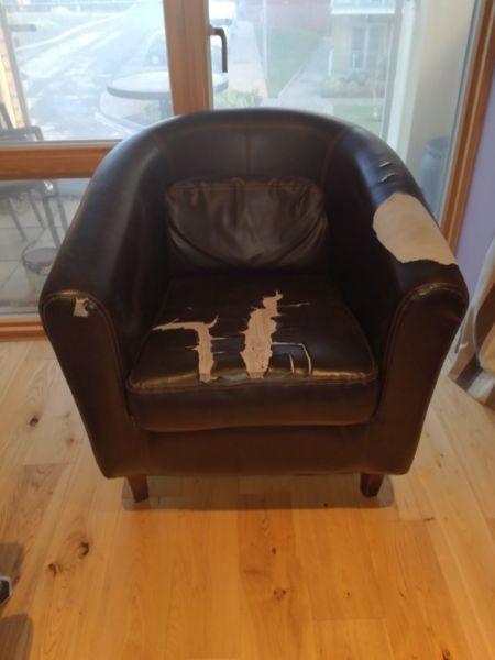 Faux leather tub chair