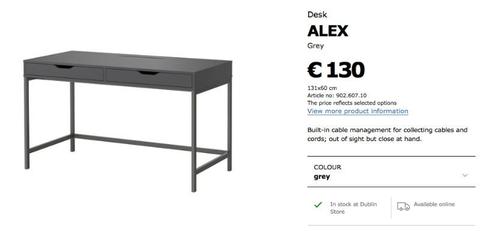 Ikea office desk 'ALEX' Grey