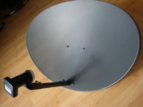 Sky satellite dish, quad LNB, wall bracket