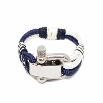 Adjustable Shackle Blue and White Nautical Bracelet