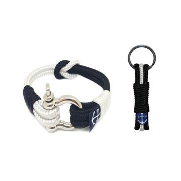 Bran Marion Black and White Nautical Bracelet and Keychain