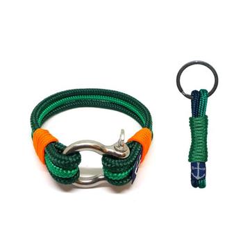 Bran Marion Green and Orange Nautical Bracelet & Keychain