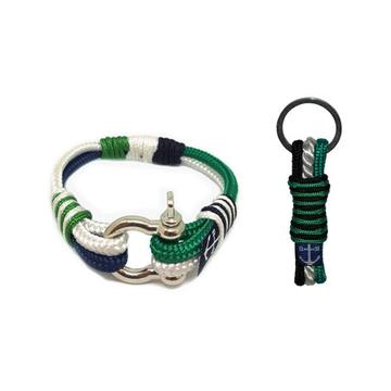 Bran Marion Green, White and Black Nautical Bracelet & Keychain