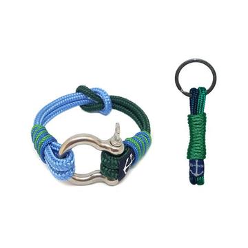 Bran Marion Hues of Blue and Green Nautical Bracelet and Keychain