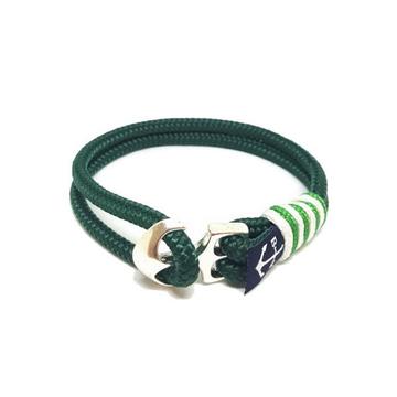 Bran Marion Irish Green and White Nautical Rope Bracelet