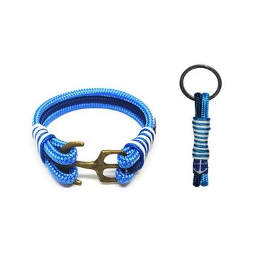 Bran Marion Light, Dark Blue and White Nautical Bracelet & Keychain