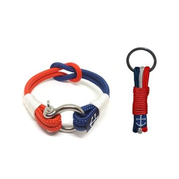Bran Marion Red, White and Blue Nautical Bracelet and Keychain