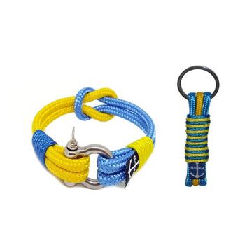 Bran Marion Yellow and Blue Rope Bracelet and Keychain