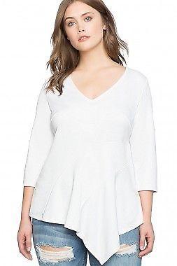 WHITE ASYMMETRIC PLUS SIZE PEPLUM TOP 18/32