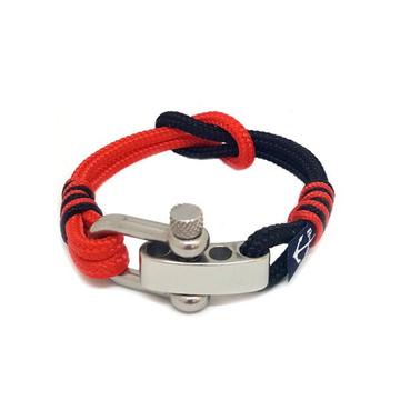 Adjustable Shackle Black and Red Nautical Bracelet by Bran Marion