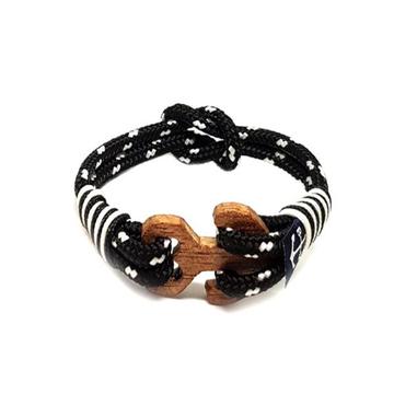Black and White Wood Anchor Nautical Bracelet by Bran Marion