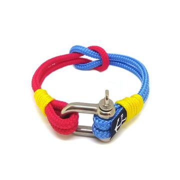 Blue and Red Shackle Nautical Bracelet by Bran Marion