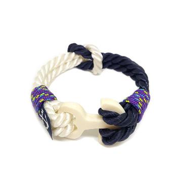 Handmade Wood Anchor Blue and White Reef Knot Bracelet by Bran Marion