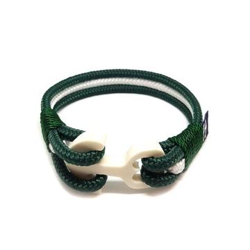 Green and White Wood Anchor Nautical Bracelet by Bran Marion