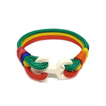 Green, Yellow and Red Wood Anchor Nautical Bracelet by Bran Marion