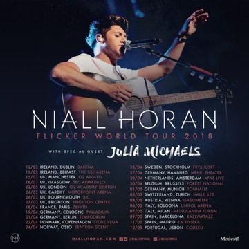 2 Standing Niall Horan Tickets 12th March 3Arena