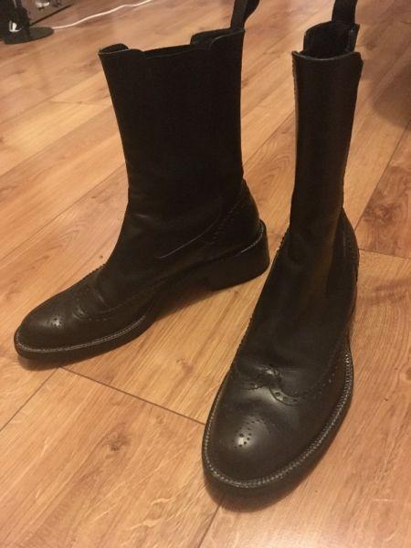 Leather boots biker horse riding size 4 / 38
