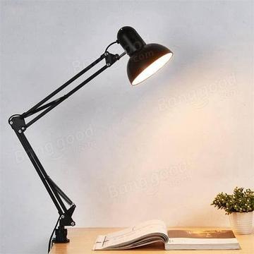 Flexible swing arm clamp mount lamp office studio home e27,e26 table black desk light ac85-265v