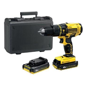 Stanley Fatmax 18V Cordless Combi Hammer Drill Driver 2x2.0 Ah Li-ion Batteries, Charger In Kit Box