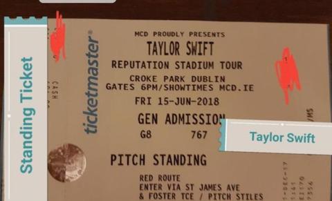 Taylor Swift Standing Ticket