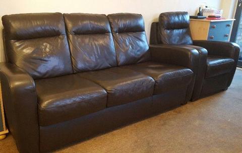 Genuine Leather 3 seater sofa+armchair-Excellent condition