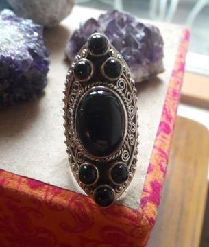 Gorgeous Hand Crafted Sterling Silver Black Onyx ring