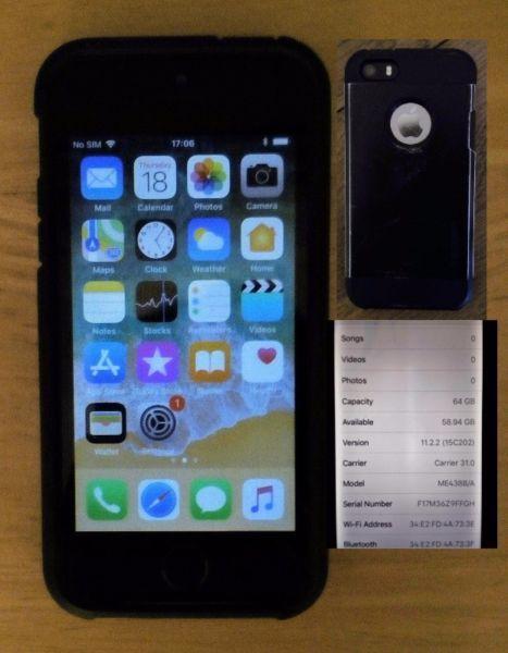 iPhone 5s 64GB 140euros unlocked, with case, perfect condition for sale, Athlone