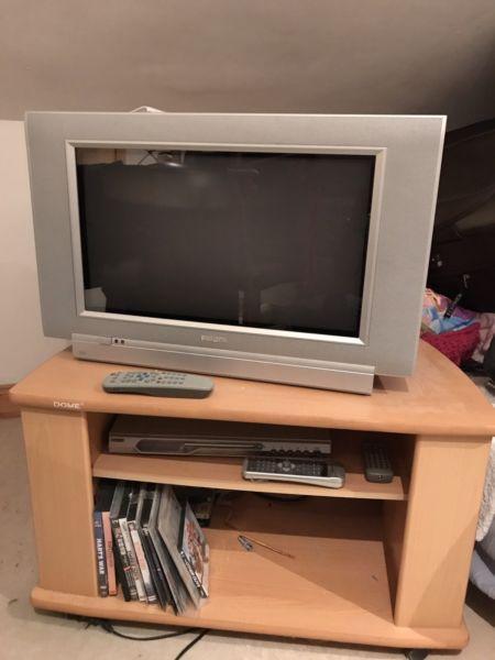 TV and stand and DVD player