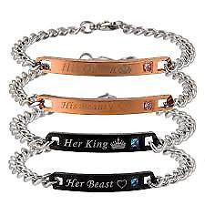 Titanium steel couple love chain valentines day bracelet gift for men women