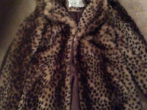 Leopard print fur coat - new look -size 12