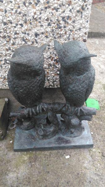 Solid 1930s Bronze Twin Owls