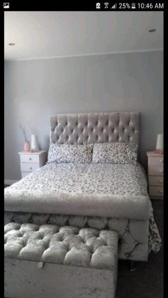 Silver bed frame and Blanket box